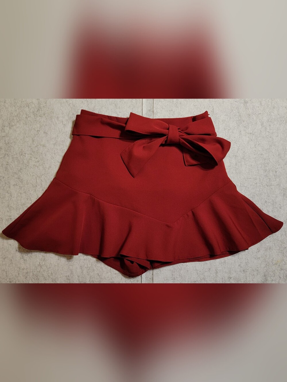 Zara Red Ruffle Skort with Bow Waist